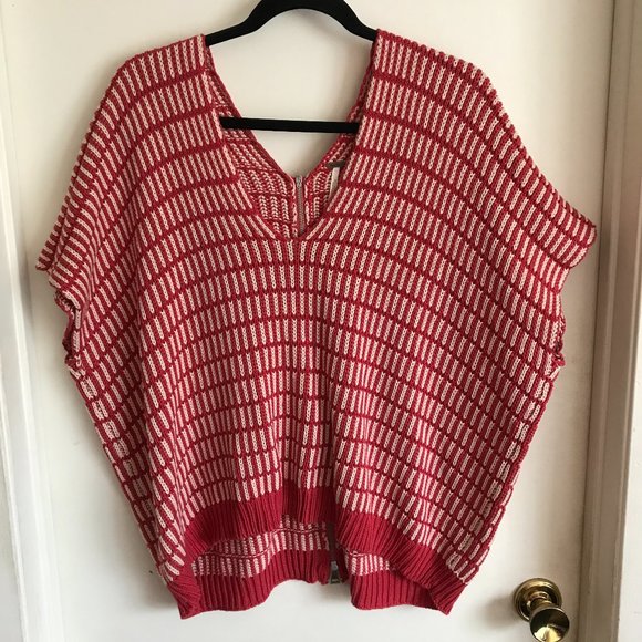 Free People Zipper Back Dolman Knit Sweater Red XS - Picture 2 of 7